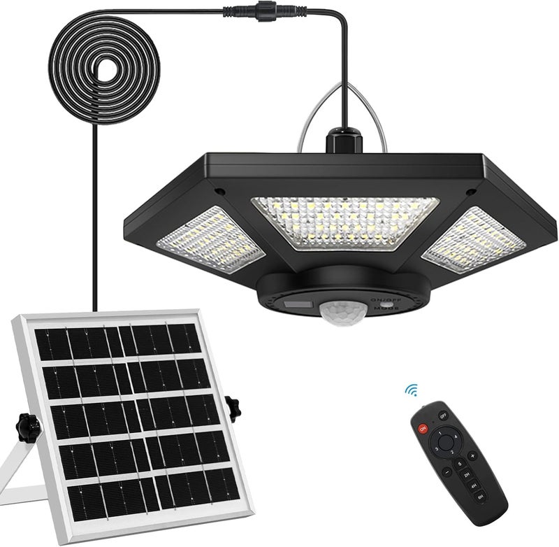 AEQ Solar Shed Light Indoor Outdoor Work in Daytime with Remote Control, 360° Lighting Waterproof Solar Indoor Lights with Motion Sensor/Timer/5 Modes for Home Garage Barn - Image 1